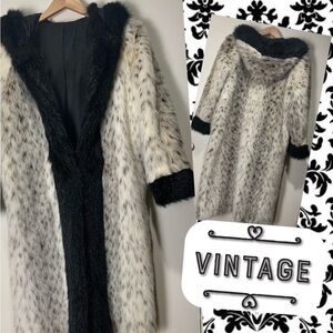 🌿Vintage faux fur lynx long hooded jacket coat